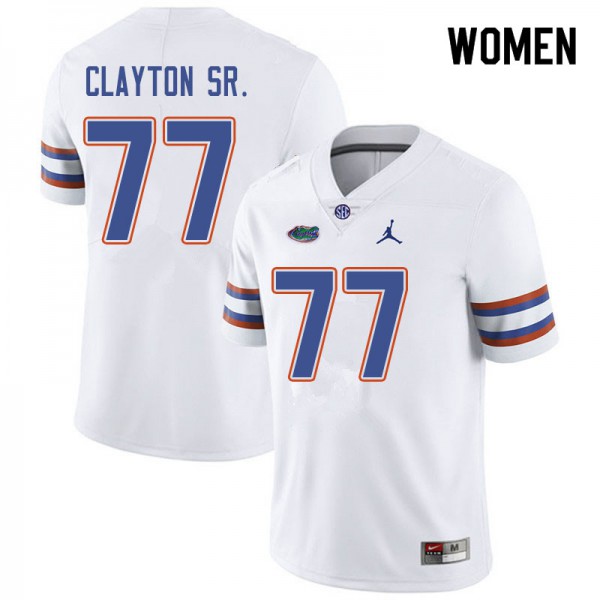 Jordan Brand Women #77 Antonneous Clayton Sr. Florida Gators College Football Jersey White